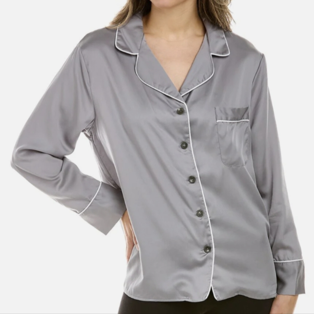 Ettitude Sateen Long Sleeve Sleep Shirt Size L NEW WITH TAGS